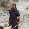 Christian Bale, barbu et chevelu, sur le tournage du film "Exodus" dans le désert de Tabernas (province d'Almeria) en Espagne, le 22 octobre 2013