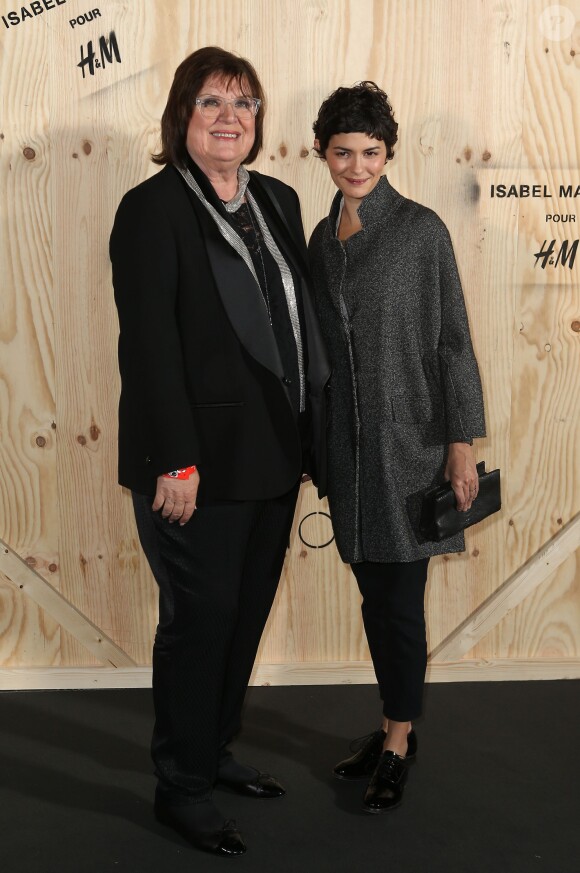 Margareta Van Den Bosch et Audrey Tautou assistent à la soirée Isabel Marant pour H&M au Tennis Club de Paris. Paris, le 24 octobre 2013.