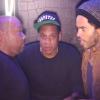 Exclusif - Timbaland, Jay Z et Lenny Kravitz en pleine discussion au Club 79. Paris, le 18 octobre 2013.