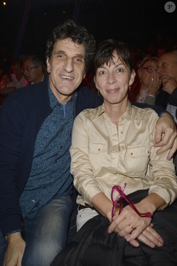 Corinne et Gilles Benizio, alias Shirley et Dino lors de la première du spectacle Silvia du cirque Alexis Gruss à Paris le 28 octobre 2013