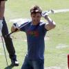 Exclusif -  Zac Efron fête son 26e anniversaire en jouant au golf à Los Angeles, le 19 octobre 2013.