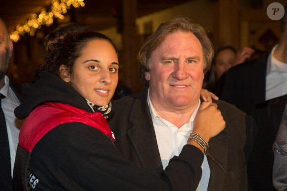 Gérard Depardieu et sa fille Roxane à l'ouverture du marché de Noël "Gut Aiderbichl" en Henndorf, Autriche le 14 novembre 2013.