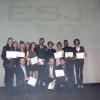 Exclusif - Bruce Toussaint et les jeunes diplômés de l'ESJ lors de la remise annuelle des diplômes à l'espace Pierre Cardin à Paris le 13 novembre 2013.
