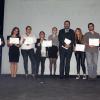 Exclusif - Bruce Toussaint et les jeunes diplômés de l'ESJ lors de la remise annuelle des diplômes à l'espace Pierre Cardin à Paris le 13 novembre 2013.