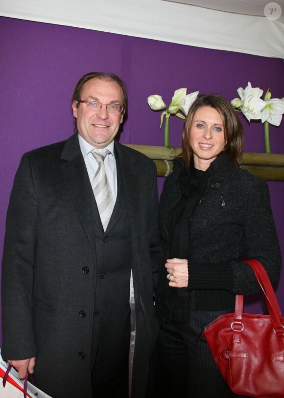 Laurent Fignon et sa femme Valérie à Paris, le 27 janvier 2008.