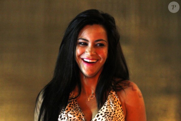 Tatiana Neves, connue pour avoir filmé Justin Bieber en train de dormir dans sa chambre au Bresil, est l'invitée d'un cocktail à Sao Paulo, le 7 novembre 2013.