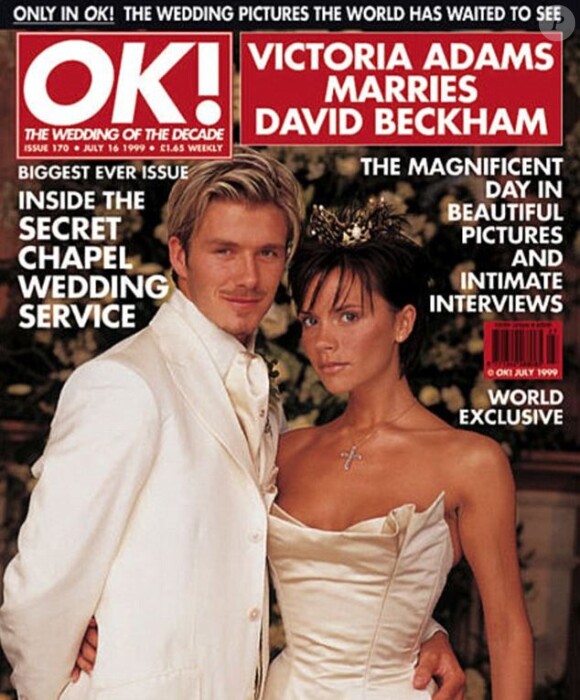 David et Victoria Beckham en couverture de OK! en 1999.