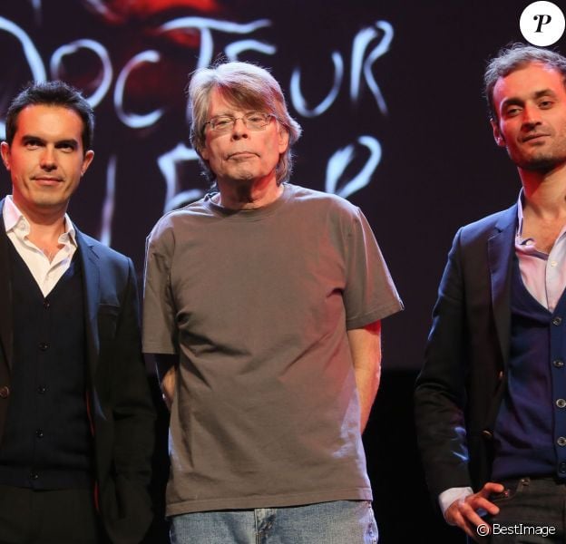 Maxime Chattam, Stephen King et Augustin Trapenard au Grand Rex à Paris, le 16 novembre 2013.
