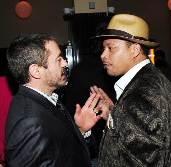Robert Downey Jr. et Terrence Howard lors de la soirée du film Iron Man à New York le 28 avril 2008