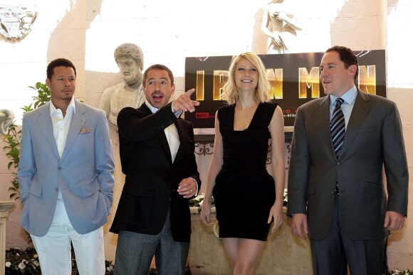 Robert Downey Jr, Terrence Howard, Gwyneth Paltrow et John Favreau à Rome pour la conférence de presse d'Iron Man le 23 avril 2008