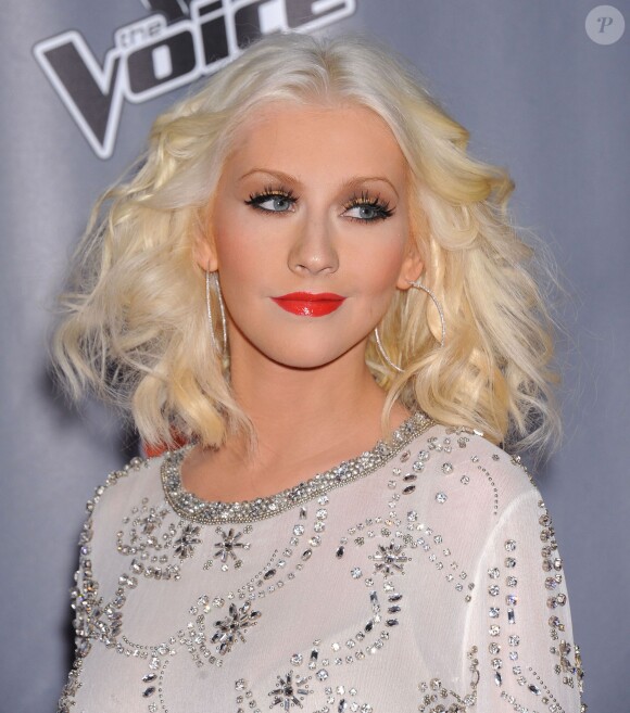 Christina Aguilera prend la pose lors de la présentation de la 5e saison de The Voice à Universal City, le 7 Novembre 2013.