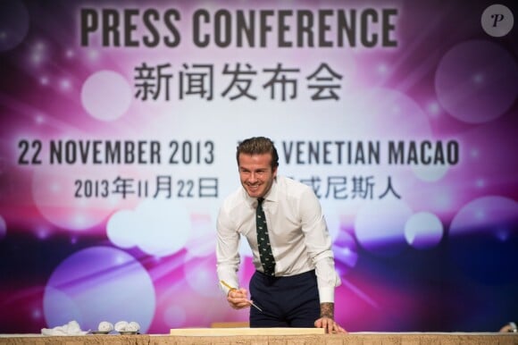 David Beckham, honoré par le Venetian Macao Resort Hotel à Macao, le 22 novembre 2013.