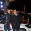 Jean-Pierre Pernaut et son fils Olivier posent devant leur Citroen DS3 lors de la conférence de presse de la 25e édition du Trophée Andros à Paris le 27 novembre 2013.
