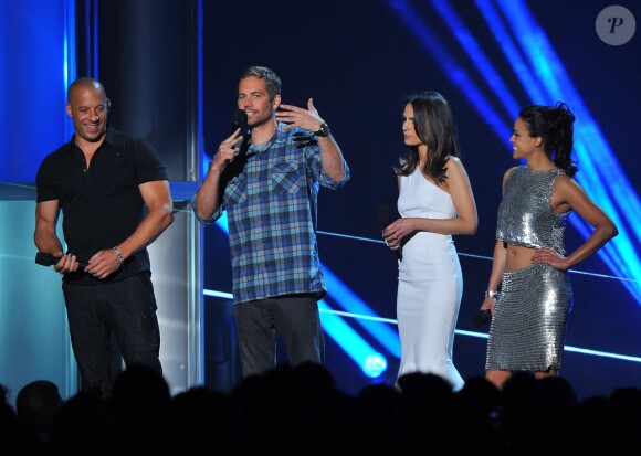 Vin Diesel, Paul Walker, Jordana Brewster, Michelle Rodriguez aux  MTV Movie Awards 2013, le 14 avril, à Culver City, Los Angeles.