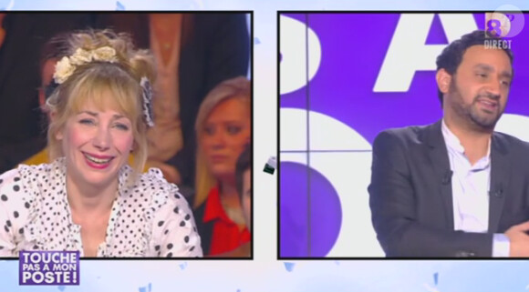 Julie Depardieu et Cyril Hanouna, dans l'émission Touche pas à mon poste, sur D8, le jeudi 5 décembre 2013.