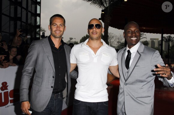 Paul Walker, Vin Diesel et Tyrese Gibson à Marseille le 28 avril 2011.