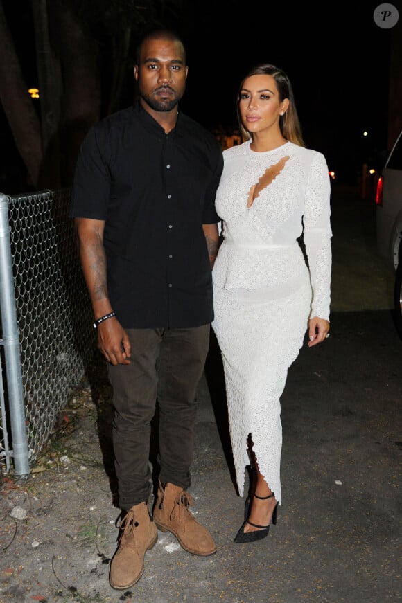 Kanye West et Kim Kardashian, de passage à Miami pour la foire Art Basel. Le 4 décembre 2013.