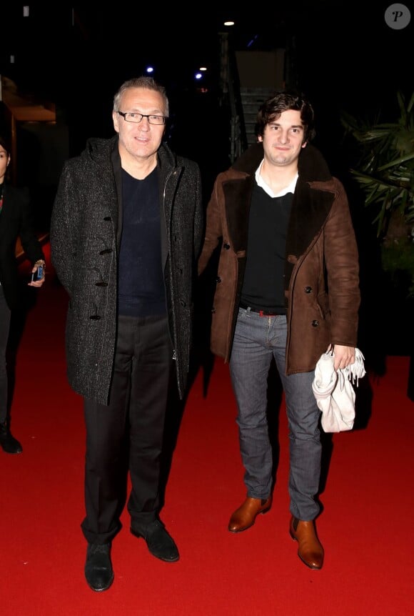 Laurent Ruquier et Gaspard Proust lors du Grand Prix Gucci au dernier jour du Gucci Paris Masters à Villepinte le 8 décembre 2013