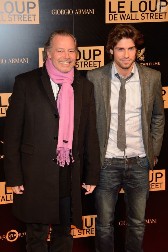 Michel Leeb et Tom Leeb à la première mondiale du film Le Loup de Wall Street à Paris le 9 décembre 2013.