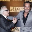 Martin Scorsese et Jean Dujardin lors de l'after-party du film Le loup de Wall Street au Palais Brongniart à Paris, le 9 décembre 2013.