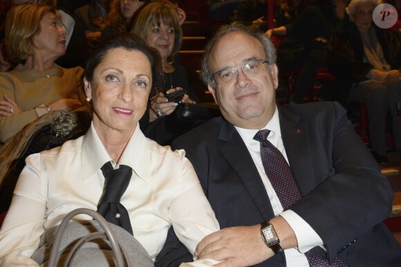 Exclusif - Le Professeur David Khayat et sa femme au concert de Céline Dion au POPB de Paris, le 5 décembre 2013.