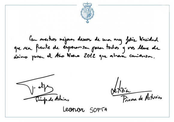 Message de voeux du prince Felipe et de la princesse Letizia en décembre 2011