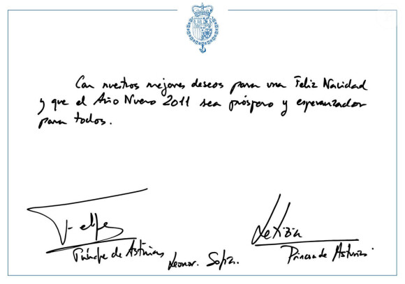 Message de voeux du prince Felipe et de la princesse Letizia en décembre 2010