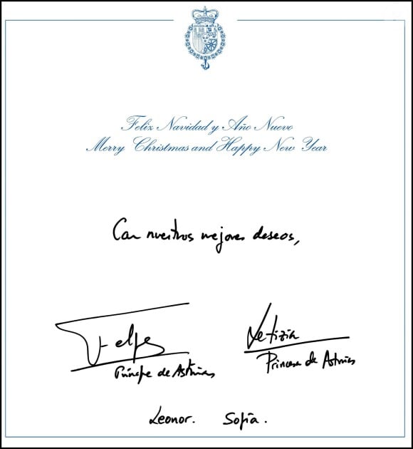 Message de voeux du prince Felipe et de la princesse Letizia en décembre 2009