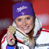 Tessa Worley après sa médaille d'or aux championnats du monde de ski alpin à Schladming, le 14 février 2013