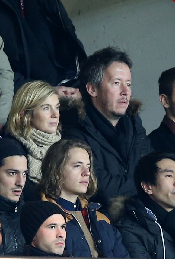 Jean-Luc Lemoine et sa compagne Adeline au Parc des Princes (Paris) pour le match PSG-Lille, le dimanche 22 décembre 2013.