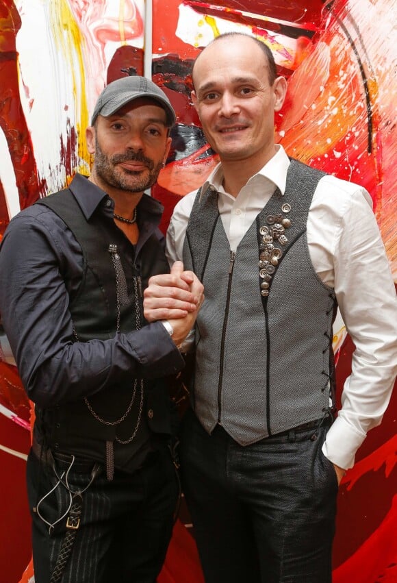 Exclusif - Cyril Magne et Bruno Romagne, créateurs de la marque Almire, lors de leur défilé à Paris. Le 15 décembre 2013.