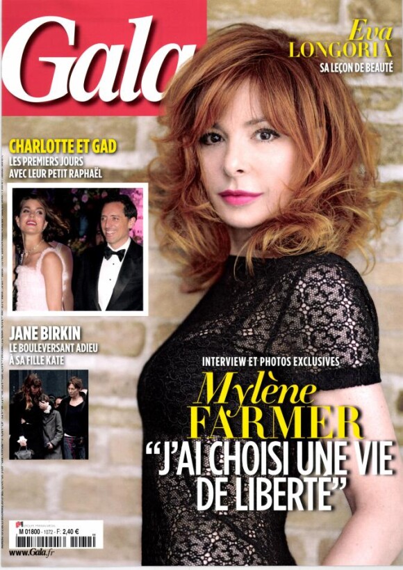 Mylène Farmer en couverture de Gala, dans les kiosques le 24 décembre 2013.