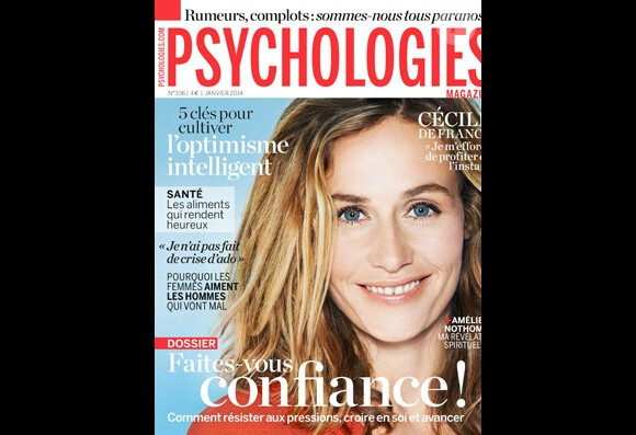 Cécile de France en couverture du numéro de janvier 2014 du Psychologies Magazine.