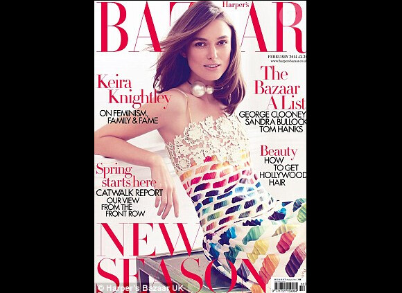 Keira Knightley en couverture du magazine Harper's Bazaar (édition britannique, février 2014)