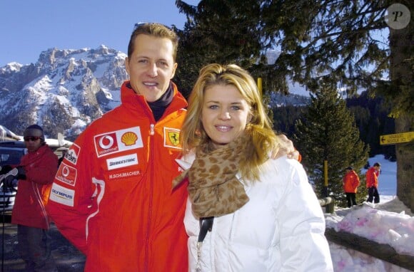 Michael Schumacher et sa femme Corinna à Madonna di Campiglio, le 12 janvier 2005