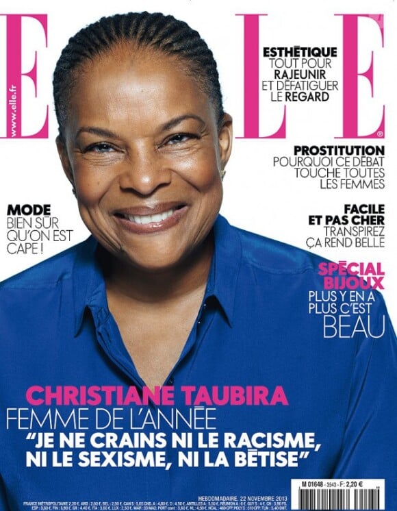 Christiane Taubira en couverture du Elle du 22 novembre 2013