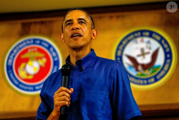 Barack Obama et Michelle Obama sur la base militaire de Kaneohe Bay à Hawaii, le 25 décembre 2013.