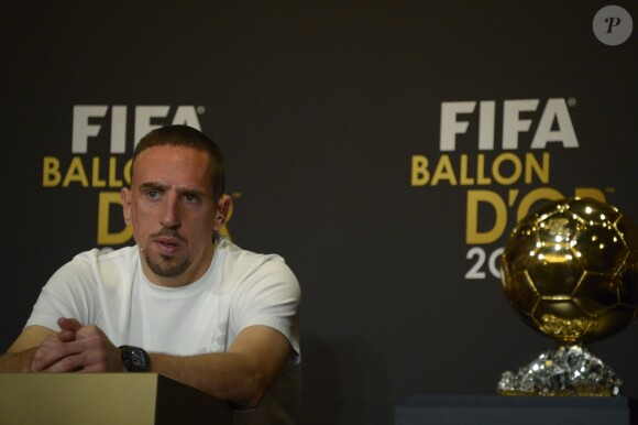 Franck Ribéry lors de la conférence de presse du Ballon d'Or au Palais des Congrès de Zurich, le 13 janvier 2014