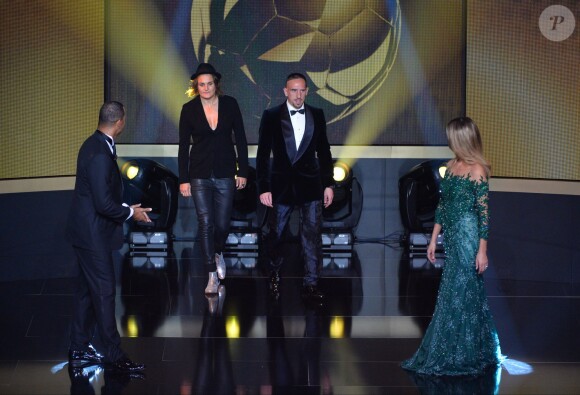 Franck Ribéry et Nadine Angerer lors de la cérémonie du Ballon d'Or au Palais des Congrès de Zurich, le 13 janvier 2014