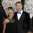Chris Hemsworth et Elsa Pataky enceinte (et habillée en Paule Ka) lors de la 71e cérémonie des Golden Globe Awards à Beverly Hills le 12 janvier 2014.