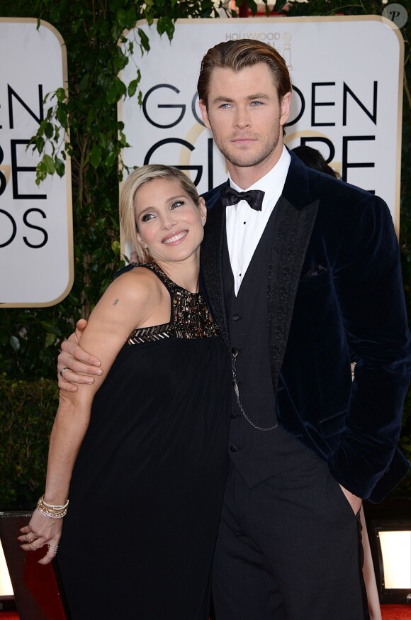 Chris Hemsworth et sa femme Elsa Pataky lors de la 71e cérémonie des Golden Globe Awards à Beverly Hills le 12 janvier 2014.
