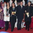  La princesse Stéphanie de Monaco, Pauline Ducruet, le prince Albert II et la princesse Charlene ont posé à leur arrivée au chapiteau Fontvieille, le 16 janvier 2014, pour l'inauguration du 38e Festival International du Cirque de Monte-Carlo. 