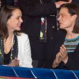 La princesse Stéphanie de Monaco et sa fille Pauline Ducruet complices et ravies lors de l'inauguration du 38e Festival International du Cirque de Monte-Carlo, jeudi 16 janvier 2014 sous le chapiteau Fontvieille