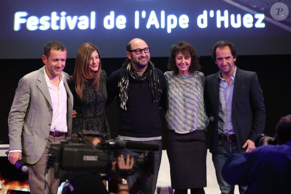 Dany Boon, Alice Pol, Kad Merad, Valérie Bonneton et Stéphane de Groodt lors de l'ouverture du Festival du film de comédie de l'Alpe d'Huez le 15 Janvier 2014