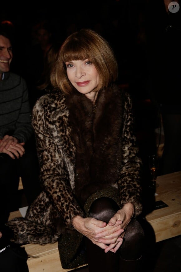 Anna Wintour assiste au défilé Saint Laurent homme automne-hiver 2014-2015 à l'hôtel des Invalides. Paris, le 19 janvier 2014.