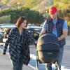 Exclusif - Jennifer Love Hewitt et son mari Brian Hallisay avec leur fille Autumn James à Santa Monica, le 16 janvier 2014.