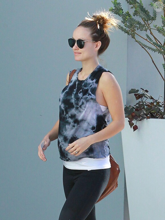 Olivia Wilde (enceinte) se rend a son cours de gym à West Hollywood, le 15 janvier 2014.