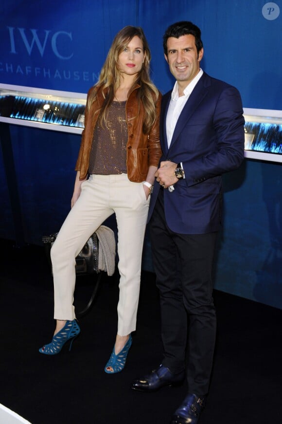 Luis Figo et sa femme Helen Svedin - IWC Schaffhausen présente la nouvelle collection "Aquatimer" à l'occasion du Salon International de la Haute Horlogerie à Genève le 21 janvier 2014.