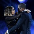 Beyoncé et Jay-Z sur la scène des 56e Grammy Awards, le 26 janvier 2014 à Los Angeles.