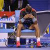 Rafael Nadal avait peine à retenir ses larmes après sa défaite en finale de l'Open d'Australie face à Stanislas Wawrinka (6-3, 6-2, 3-6, 6-3) à Melbourne, le 26 janvier 2014